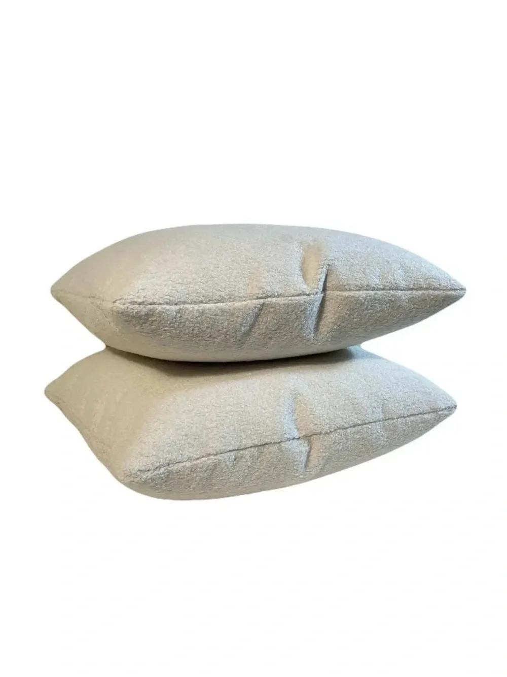 Ivory Teddy Bouclé Throw Pillow Pair - Soft Textured Accent